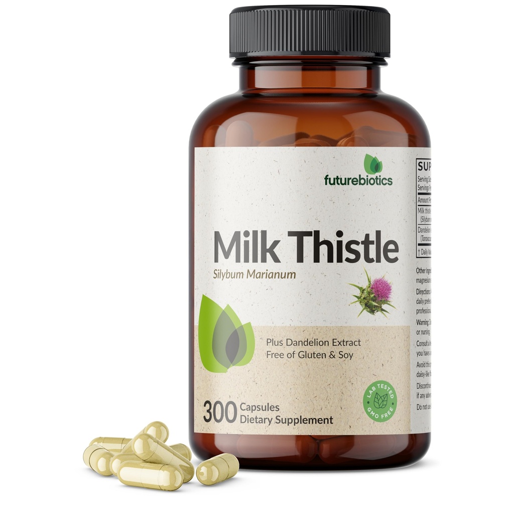 Futurebiotics Milk Thistle Silymarin Marianum & Dandelion Root Liver Health Support, Antioxidant Support, Detox, 300 Kapseln
