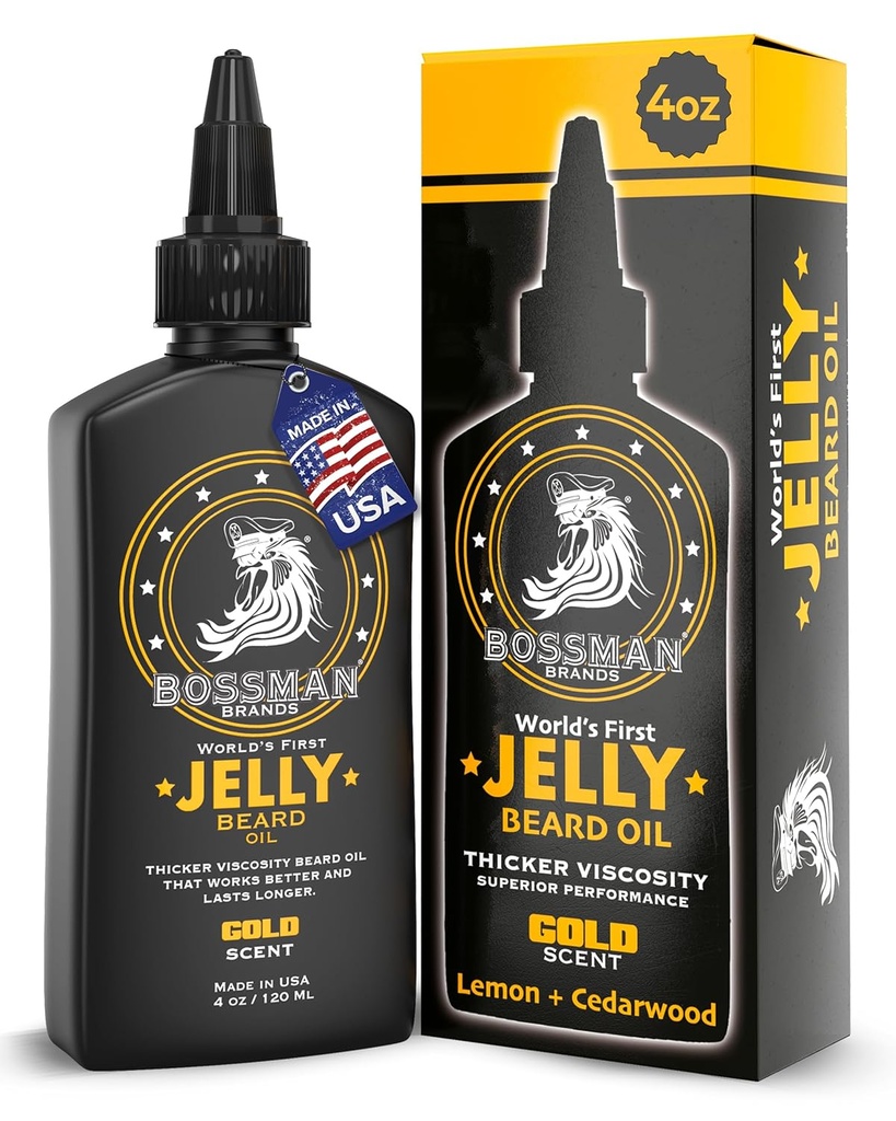 Bossman Jelly Bartöl für Herren (4 oz, Gold Scent) – Erweichungen, Feuchtigkeit &amp; Bedingungen mit natürlichen Inhaltsstoffen
