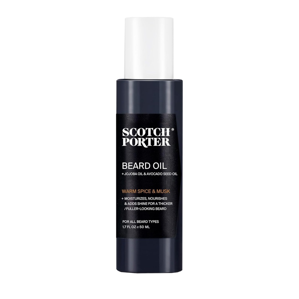 Scotch Porter Glattes Bartöl – Nourishing Oil Seals in Moisture & Smooths Flyaways für einen Frizz-freien, Fuller/Healthier-Looking Bart mit All-Day Shine – Original Scent, 1.7 oz. Flaschen