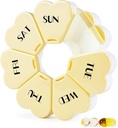 MOLN HYMY Large Weekly Pill Box 7 Day, Pill Case Organizer, Blume Pille Container einmal täglich, runde Medizin Spender für Vitamin/Fish Oil/Medication/Supplement (gelb)