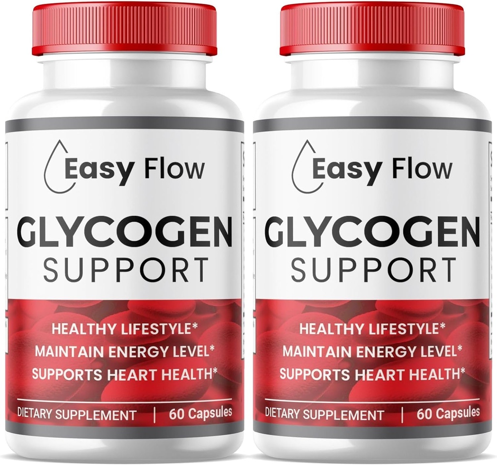 (2 Pack) Glycogen à flux facile, Capsules de support de Glycogen à flux facile, Formule d'optimisation de Glyco, Nettoyeur de vaisseau de sang naturel, Support de Glycogen à flux facile Premium (120 Capsules)
