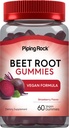 Piping Rock Beet Root Gummies | 60 Count | für Männer und Frauen | Nitric Oxid Supplement | mit Vitamin C und Black Pepper | Erdbeer Flavor | Vegan, Non-GMO, Glutenfrei