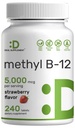 SUPPLÉMENT DE DÉAL Méthyl B-12 Vitamines 5000 mcg, 240 Comprimés à croquer.Forme active - Aromatisée aux fraises.