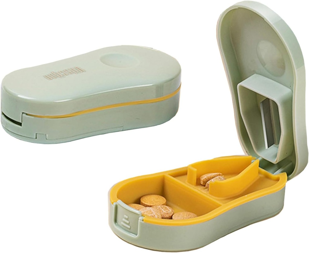 Leichte grüne kleine Pille Cutter Splitter mit Zentriervorrichtung für kleine und winzige Pillen, Schneidet Vitamine Tabletten, Portable Exquisite Pille Crusher für Geldbörse Tasche