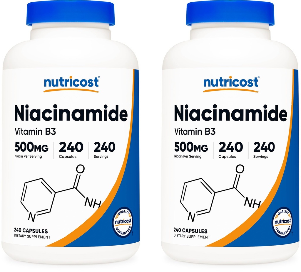 Nutricost Niacinamid (Vitamin B3) 500mg, 240 Kapseln (2 Flaschen)