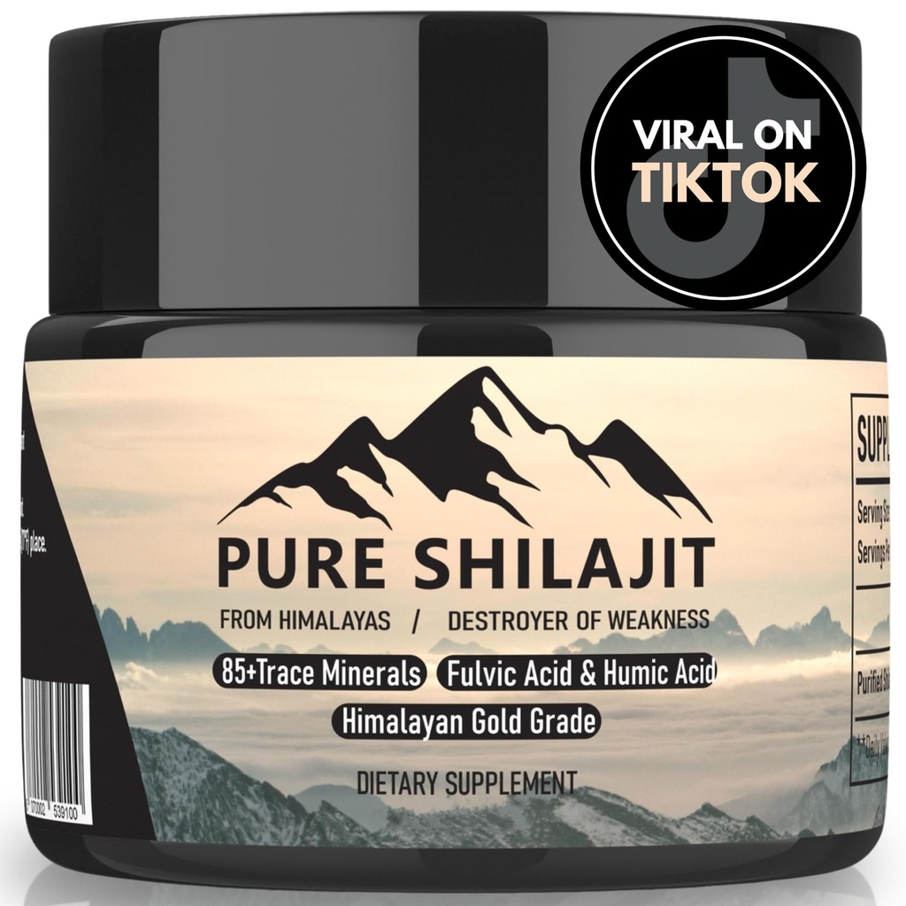 Résine himalayenne pour hommes et femmes, complément naturel biologique avec 85+ minéraux traces + acide humique, haute puissance fournissant énergie, force et immunité (30g nouveau)