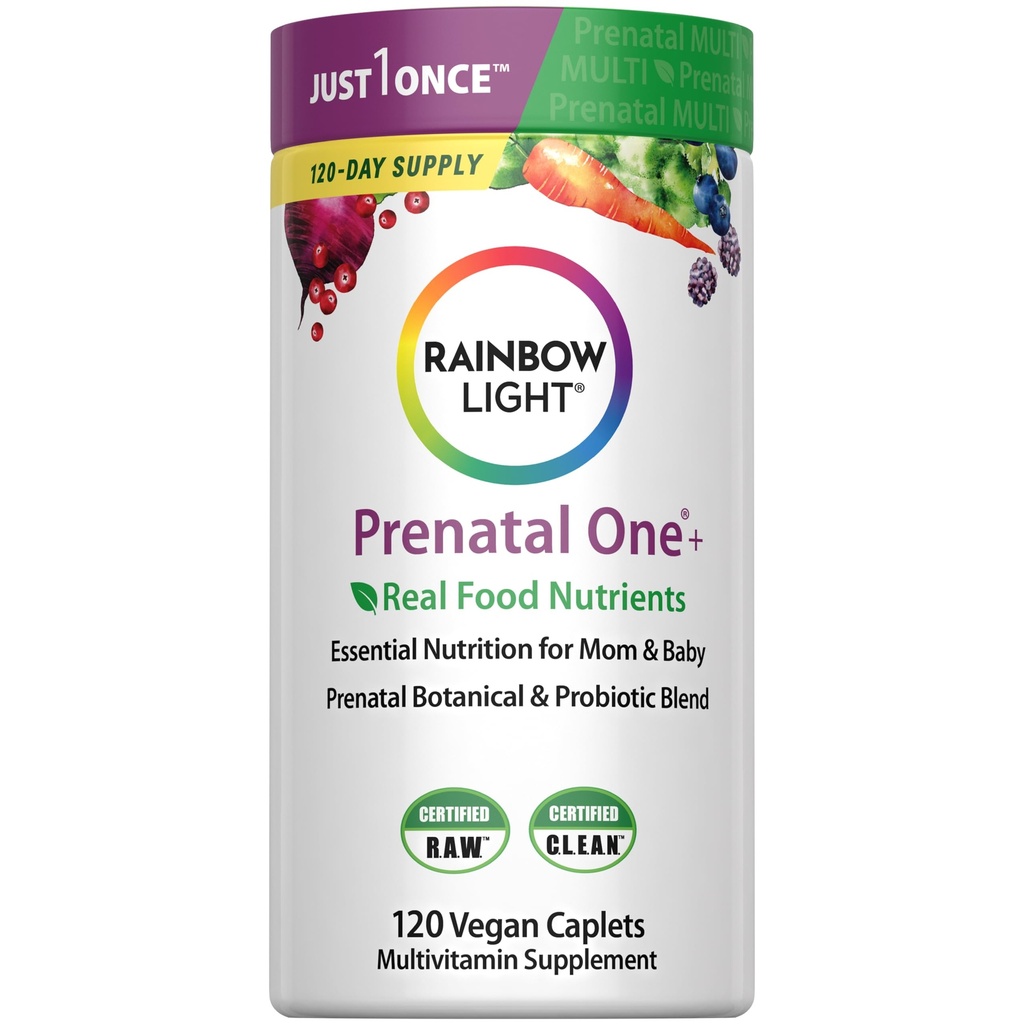 Rainbow Light High-Potency Prenatal One Multivitamin, Prenatal Health Multivitamin unterstützt Mutter Gesundheit und Baby Entwicklung, mit Vitamin C, Vegan, 120 Zähler