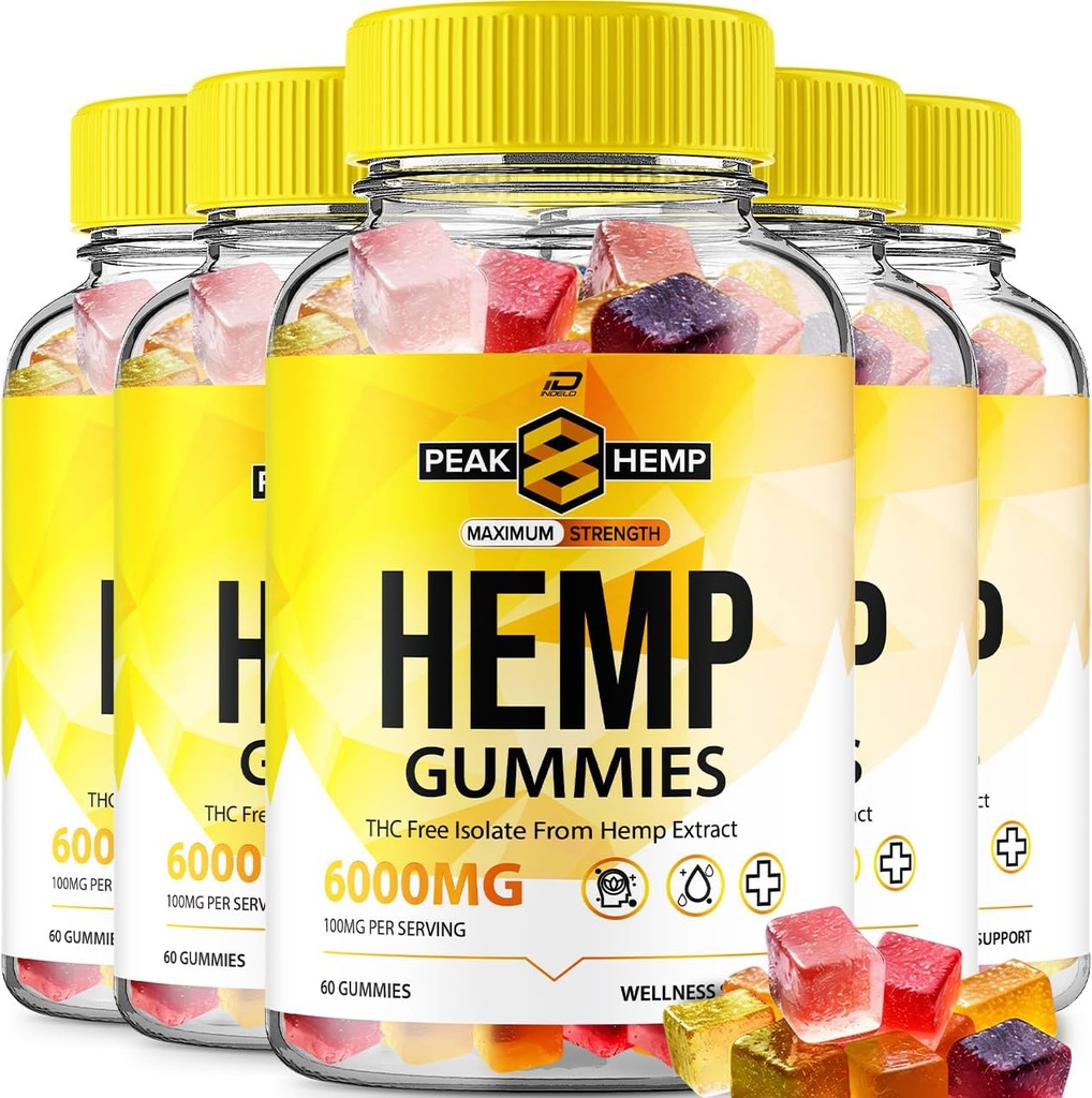 Peak 8 Hanfgummis - mit Hanf Seed Extrakt Spitze Acht Hanf Gummis Tinnitus Kräuter-Ergänzung, Gesundheit und Wellness-Unterstützung, All Natural Peak Hanf Gummy (5 Pack - 300 Gummies)
