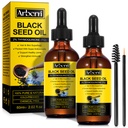 2 Pack Black Seed Oil Organic Cold Pressed, 100% Pure & Natural Liquid Black Seed Oil Cold Pressed Glass Bouteille 60ML pour les soins de la peau, les nausées et les cheveux hydratants