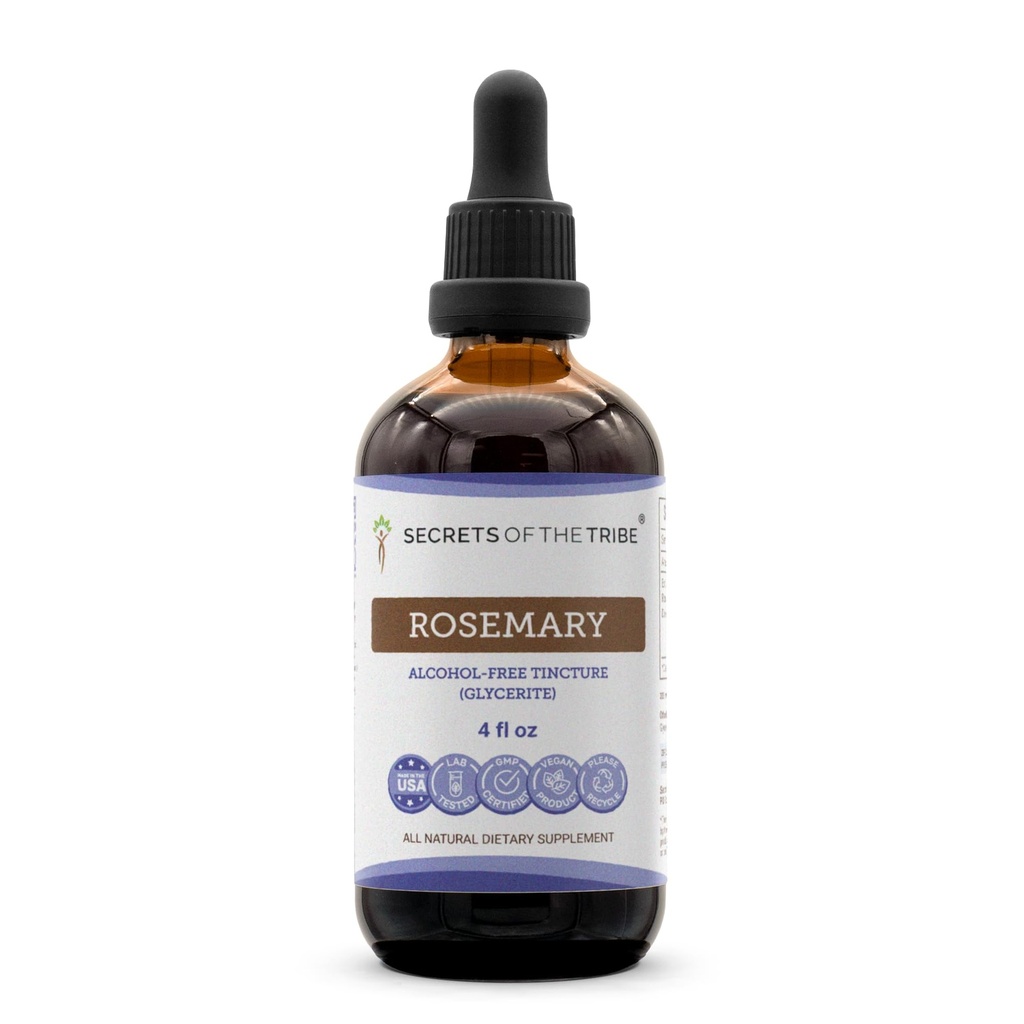 Secrets of the Tribe Rosemary Alcohol-Free Liquid Extract, Rosemary (Rosmarinus Officinalis) Getrocknete Blatt-Tinkturergänzung (4 FL OZ)