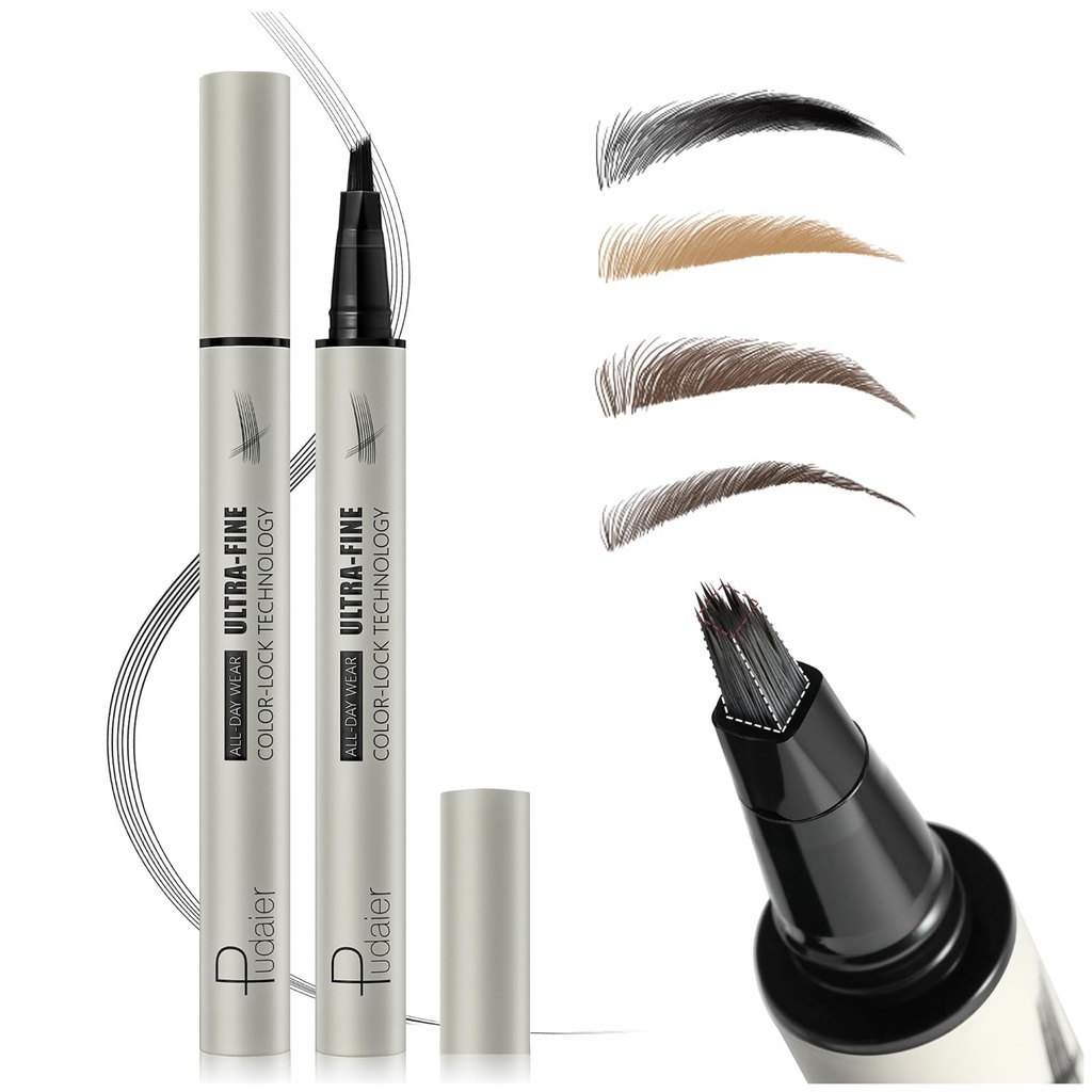 Microblading Augenbrauen Pencil, Liquid Magical Multi-Tip Augenbrauen Stifte für Frauen, Wasserdicht Augenbrauen Pen für natürliche Brow, Lang anhaltende Augenbrauen Dye mit Haar wie Strokes Brows Makeup Pen