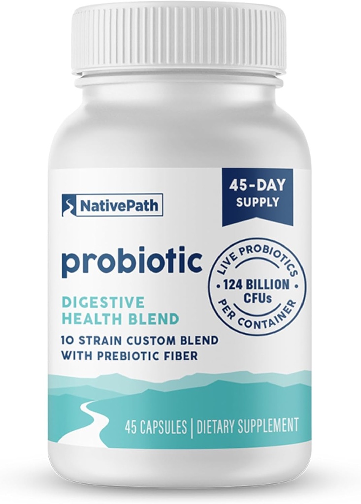 Probiotiques quotidiens NativePath, 10-Strain Custom Blend Supplément probiotiques pour les hommes et les femmes, 82 milliards UFC - 45 comtes