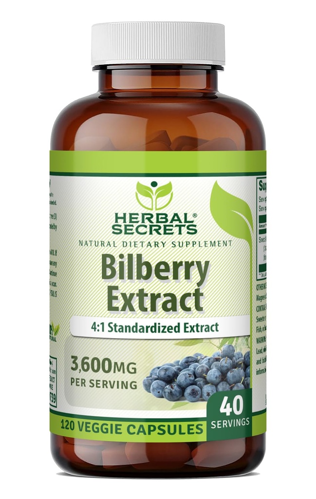 Secrets à base de plantes Extrait de myrtilles 300 Mg.