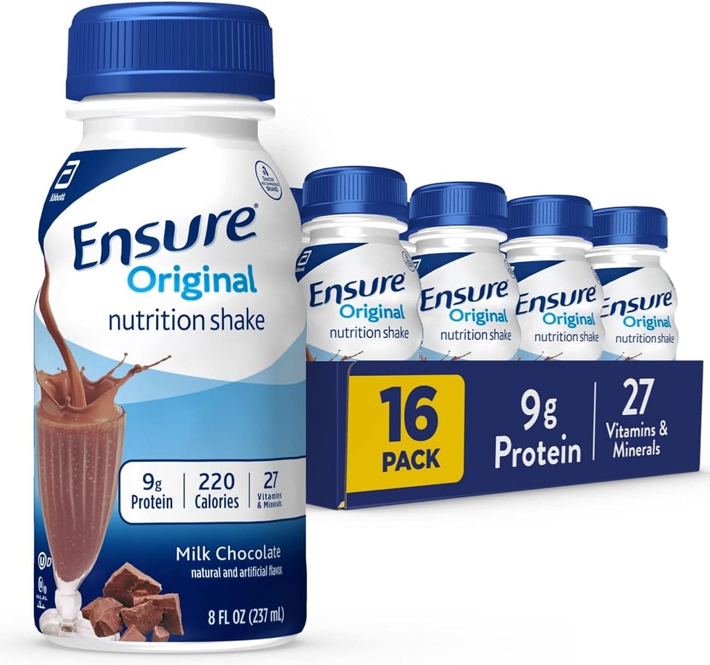 Vergewissern Sie sich Original Milk Chocolate Nutrition Shake | Small Meal Ersatz Shake | Ready To Drink | 9g Protein, 27 Vitamine und Mineralien | 8 fl oz - 16 Pack