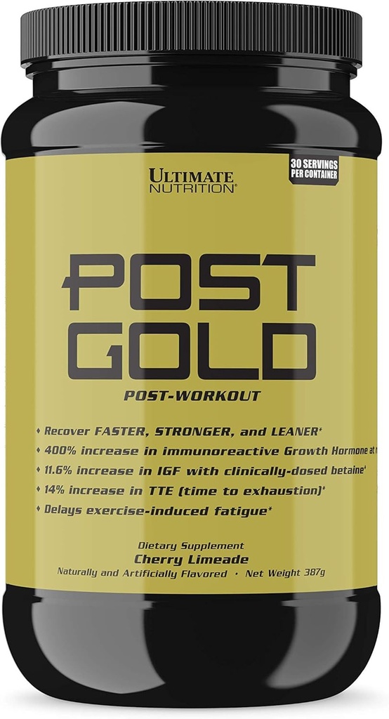 Ultimate Nutrition Post Gold Post-Workout-Pulver, Muskel-Recovery-Getränk mit BCAA, Beta Alanine, Betaine, GABA, Glutamin, 1.07 Pfund, Kirsch Limeade