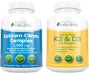 Rein ganzheitlicher Calcium-Zitrat-Komplex 1000mg + Vitamin D3 125mcg K2 MK7 90mcg - 365 Vegan Kapseln + 150 Vegetarische Kapseln Bundle - Made in USA