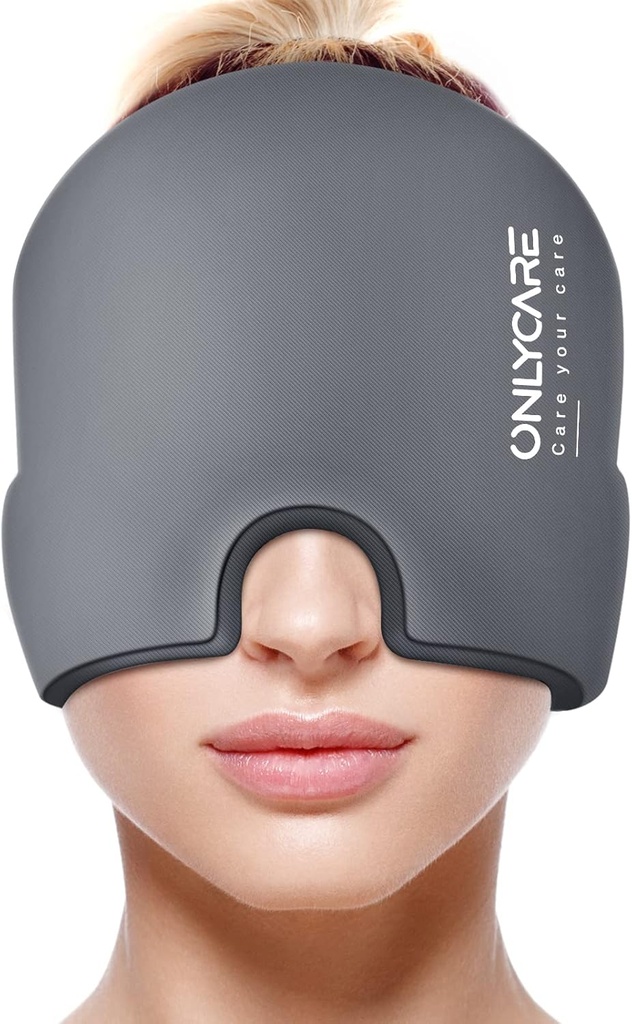 SEULEMENT Couvercle de soulagement de la migraine, Masque apaisant de la migraine, Enveloppe de la tête de glace de gel sans odorat, thérapie chaude et froide, ASF ou HSA