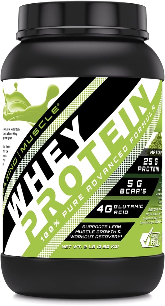Erstaunliches Muskel 100% Whey Protein Pulver * Fortgeschrittene Formel mit Whey Protein Isolate als primäre Ingredient zusammen mit ultragefiltertem Whey Protein Konzentrat (Japanese Matcha, 2 Lb)