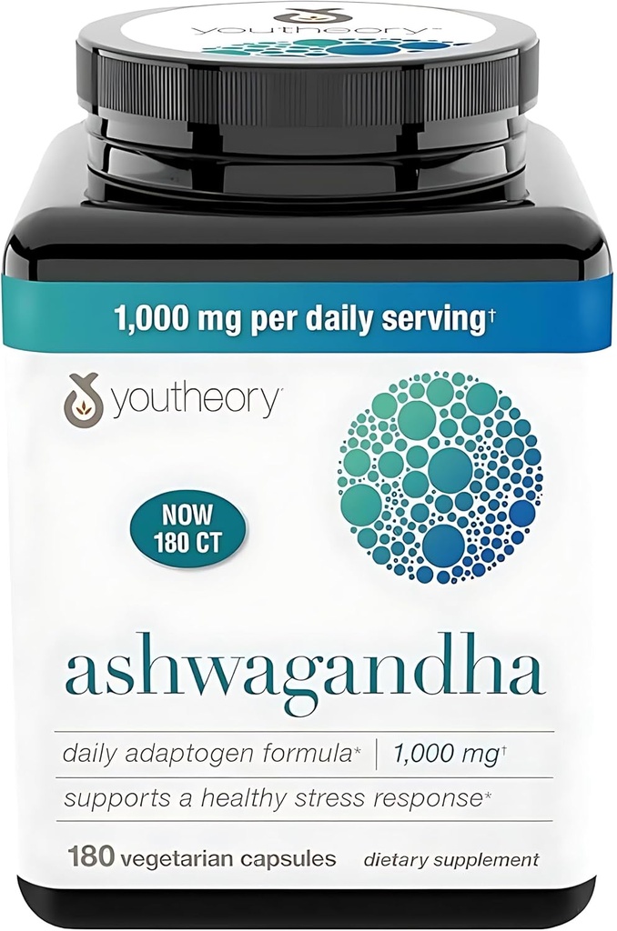 Generische Ashwagandha-Ergänzung Organic KSM-66 Ashwagandha Vegetarische Ergänzung 180 Kapseln, 1000mg pro Tag Servieren, Hilfe Gesunde Stress Management Antwort, Klar