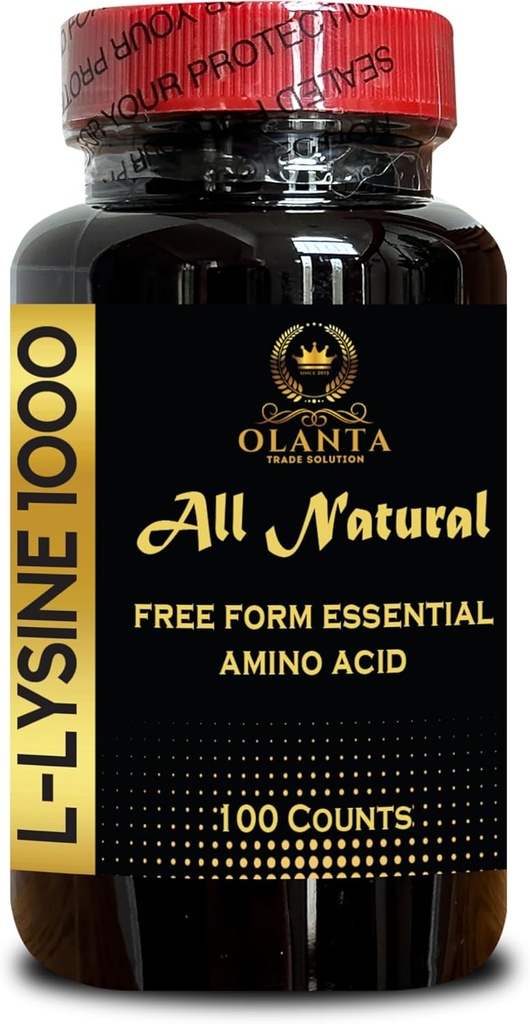 L-LYSINE 1000 mg freie Form Aminosäure essentiell - Lysin Ergänzung Muskelpflege und Erholung Immunsystem, Aminosäurefreie Form, Erweiterte Formel Lysin - 1 Flasche 100 Zähler