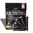 Boîtes de poudre d'électrolyte amélioré (Lemon Berry) avec 20 paquets de sucre + BCAA + B-Vitamines Supplément d'électrolyte avec Zinc Potassium et Magnésium pour l'hydratation - Electrolytes Keto
