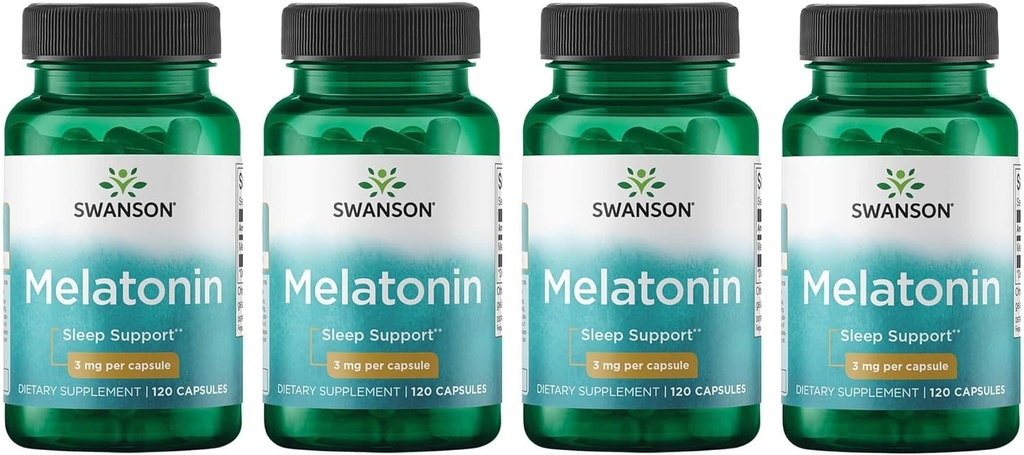 Swanson Melatonine - Supplément à base de plantes - Sommeil et relaxation - (120 gélules, 3 mg chacune)