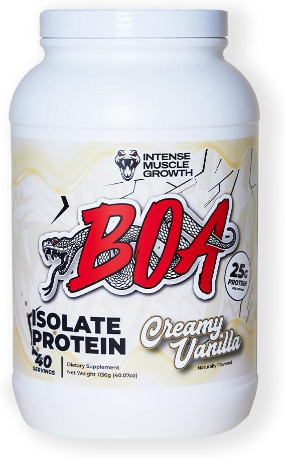 Protéine isolate de BAO avec vitamine B6 et zinc - Isolate de protéines de lactosérum à faible teneur en sodium 25g de protéines par scoop - (Vanille créameuse - 40 portions)