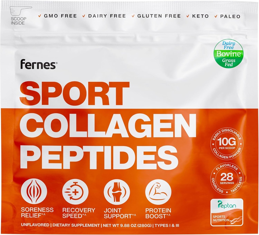 Supplément protéinique de collagène hydrolysé pour les femmes et les hommes - Récupération des muscles et de l'entraînement, soutien des articulations et des os - Fed de type I et III - Keto, Paléo - 28 portions, 9,88 oz, poudre non aromatisée