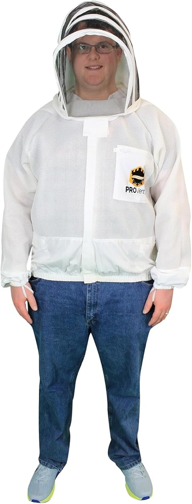 Mann Lake Provent Beekeeping Jacket, Professional Grade Vented Bee Gear mit Self-Supporting Veil, Heavy-Duty Zippers, Eastic Wrist Openings, Verstärkte High-Wear Areas & Chest Pocket, Medium