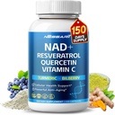 NAD+ RESVERATROL Supplement- 10-in-1 Natural Blend mit Quercetin Turmeric Berberine Bilberry Green Tea - 150 Count - Made & Tested in USA