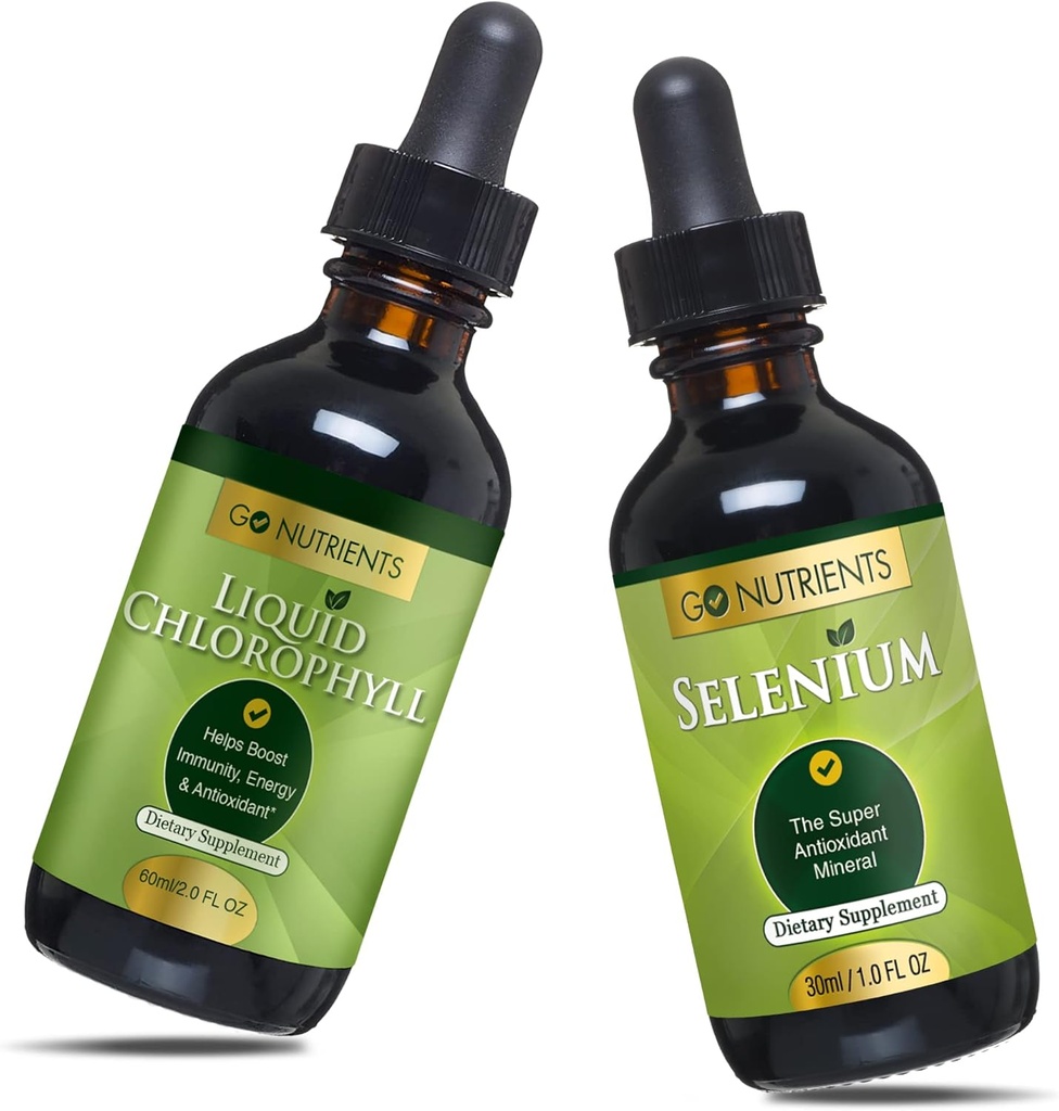 Gehen Nährstoffe flüssige Chlorophyll & Selen 200 mcg Supplement | Hefefreie Flüssigkeitstropfen, Selentropfen, Kräuterergänzungen | Natrium Kupfer Chlorophyllin Supplement, Chlorophyll Flüssigkeitstropfen