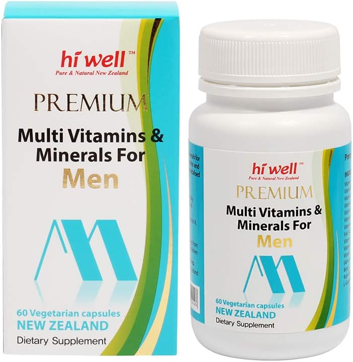 Hi Well Premium multi vitamines et minéraux pour les hommes 60Capsules de légumes