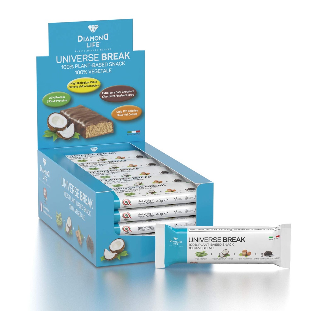 UNIVERSE BREAK - Kokosnuss Aroma - Perfekt ausbalancierte kalorienarme pflanzenbasierte Bar - Diamond Life