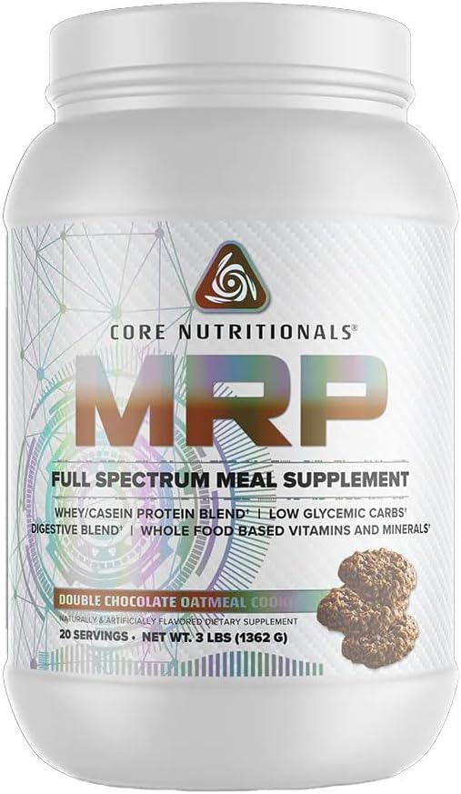 Core Nutritionals Platinum MRP Full Spectrum Meal Replacement, Sustained Release for All Day Amino Acid Support, 27G Protein, 20 Servierungen (Doppel-Schokolade-Oatmeal-Cookie)