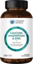 Vitamin World Calcium Magnesium Zink"Promotes Knochengesundheit 250 beschichtete Kapseln
