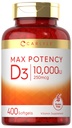 Carlyle Vitamin D 10000 IU 400 Softgels | Wertgröße | Max Potency | Non-GMO, Glutenfreie Ergänzung