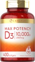 Carlyle Vitamin D 10000 IU 400 Softgels | Wertgröße | Max Potency | Non-GMO, Glutenfreie Ergänzung