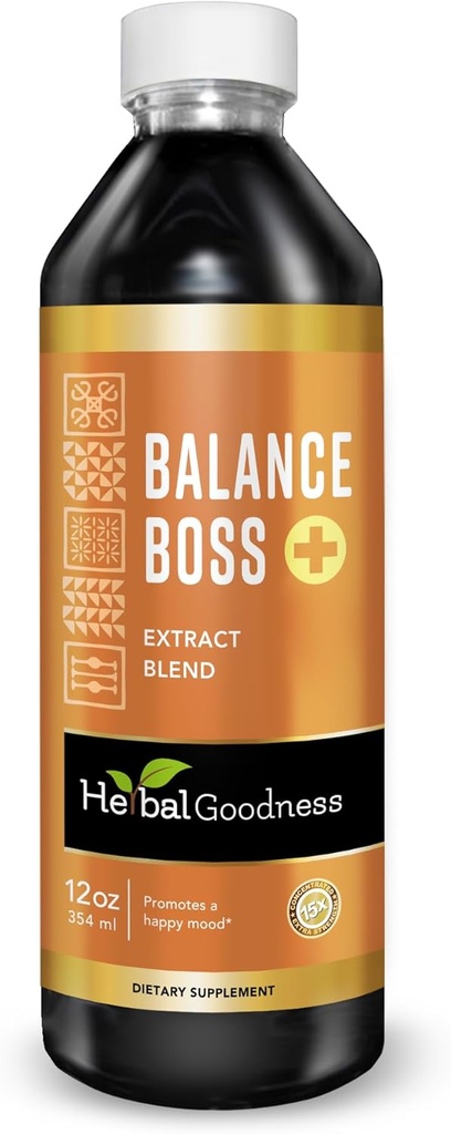 Bonheur Herbal Supplément de soutien Happy Mood - St Johns Worth favorise la détente et le calme, Rhodiola Rosea Balance Boss 12 Fl. oz