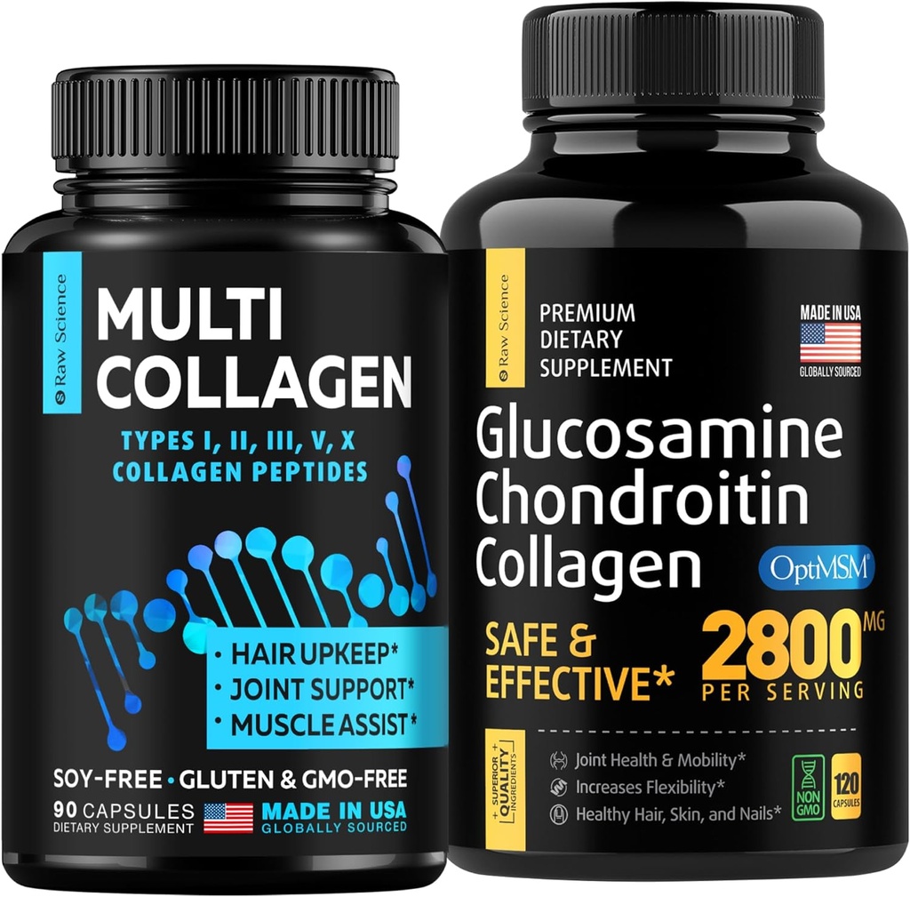 Knochen & Gelenkunterstützung, Gesunde Haare & Nägel — Multi Collagen Kapseln 90pcs und Glucosamin Kapseln 120pcs