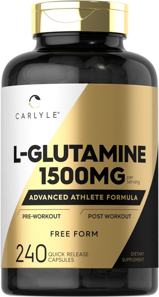Carlyle L Glutamine Kapseln | 1500mg | 240 Count | Advanced Athlete Formula | Pre and Post Workout | Non-GMO, Gluten Free Supplement