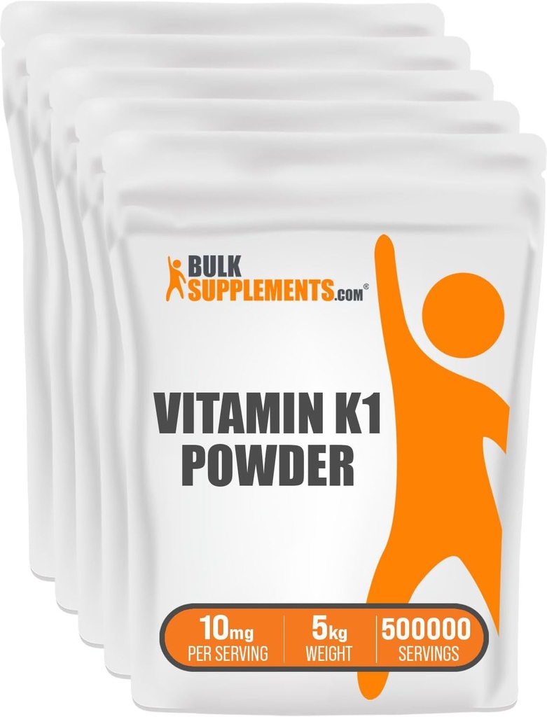 BulkSupplements.com Vitamin K1 Pulver - Vitamin K1 Nahrungsergänzungsmittel für Knochen und Herzgesundheit - Glutenfrei, 10mg pro Servierung, 1kg (2.2 lbs) (Pack von 1)