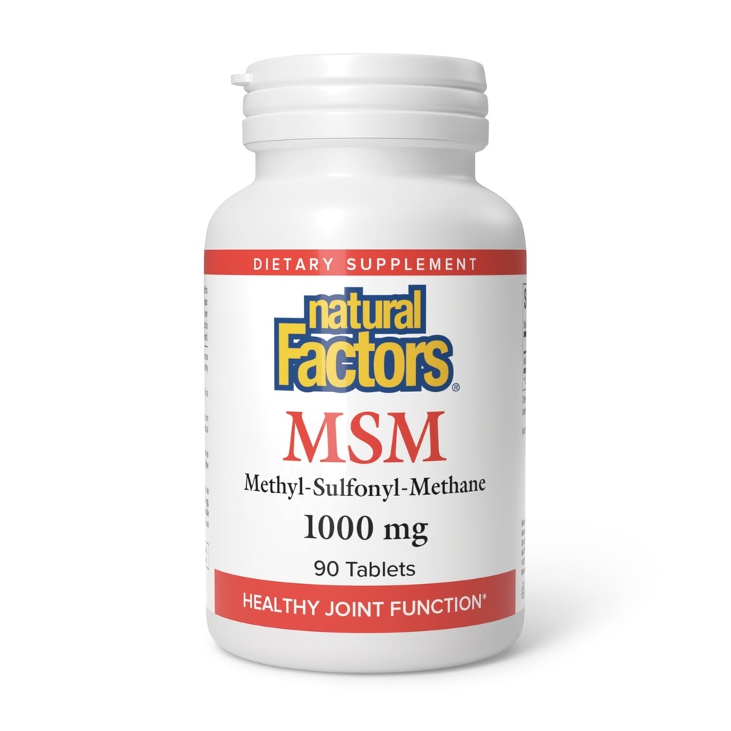 Natürliche Faktoren, MSM 1000 mg, Unterstützt gesunde Gelenke, Haare, Haut und Nägel, 90 Kapseln (90 Portionen)