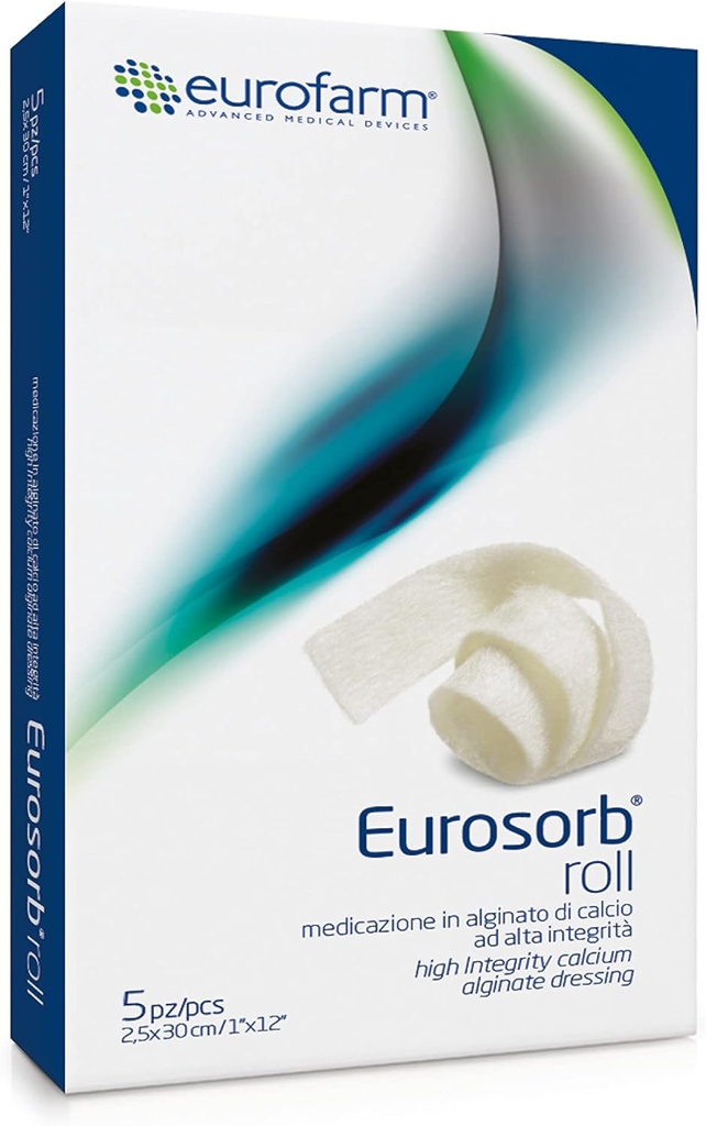 Eurosorb Roll -1 x 12 in -100% hohe Integrität Calcium Ribbon Dressing,Promotes Der Heilungsprozess,Formation von neuem Gewebe,Integral Alginat –5 Stück