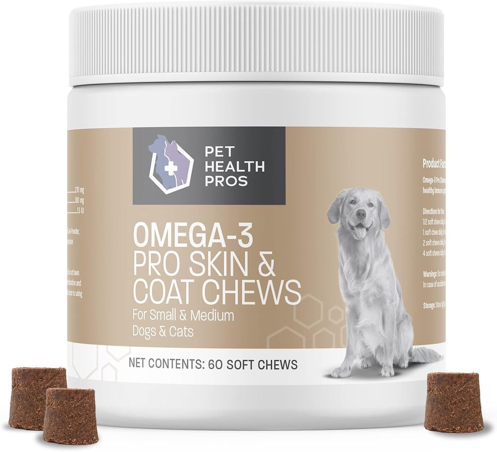 Omega-Bisse für Hunde - Kaubare Fischöl-Ergänzung mit Omega 3 Fettsäuren und Vitamin E für Gelenke Gesundheit und Haut & Coat Gesundheit - 60 Zähler