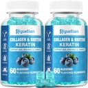 Biotin Gummis 15000mcg mit Kollagen für Erwachsene Frauen & Männer - Haar, Haut & Nails Gummis mit Biotin - Kollagen für Frau - Vegan, Non-GMO, Haar Vitamine - 120 Count, 2 Pack