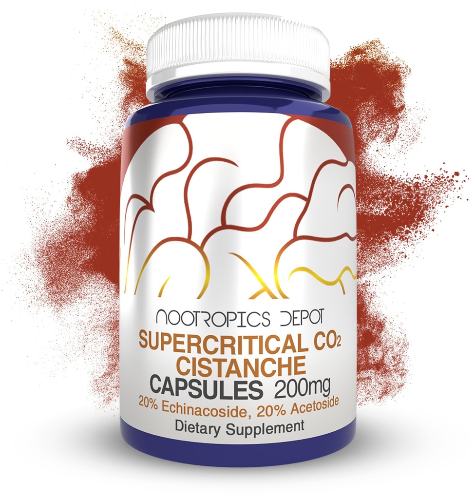 Nootropics Depot Cistanche Superkritische CO2 Extrakt Kapseln | 20% Echinacoside + 20% Verbascoside (Acetoside) | 60 Count