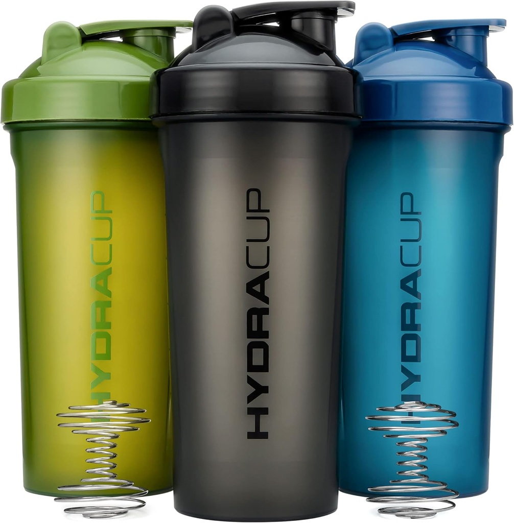 Hydra Cup [3 Pack] 45 Unze Shaker Flaschen für Protein Shakes, Jumbo Shaker Cups mit Ball Blender Whisk, extra große Flasche mit Griff (Dark Colors)