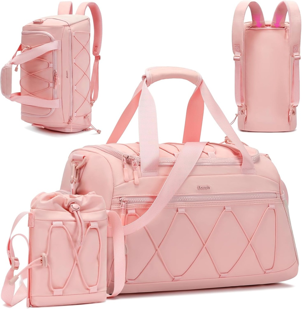 Pink Women's 40L Gym Duffel mit Schuh Compartment - Carry On Weekender Overnight Bag - Personal Item Travel Workout Tote