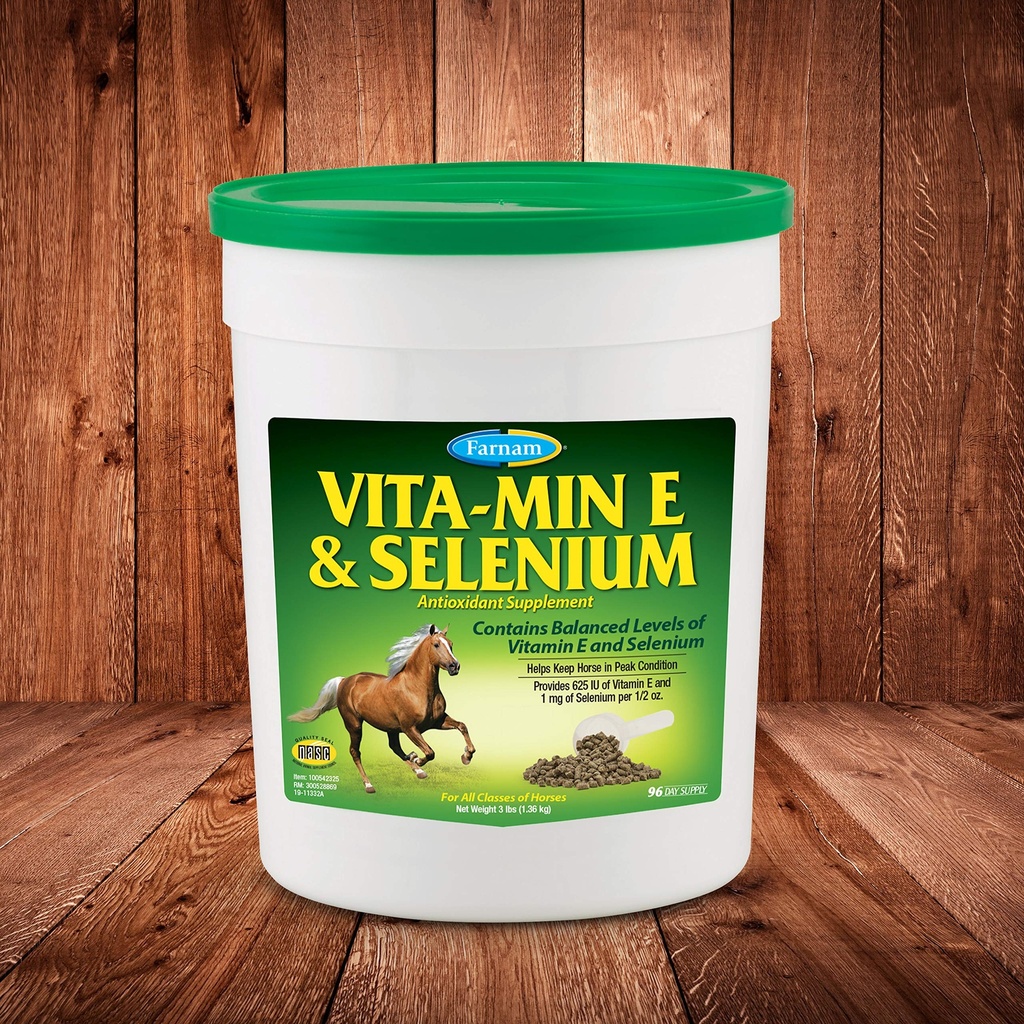 Farnam Vita-Min E & Selen Antioxidans Ergänzung für Pferde, Pferd Vitamin E Ergänzung, Muskelgesundheit und Peak Condition, 3 lb, 96 Tage Versorgung
