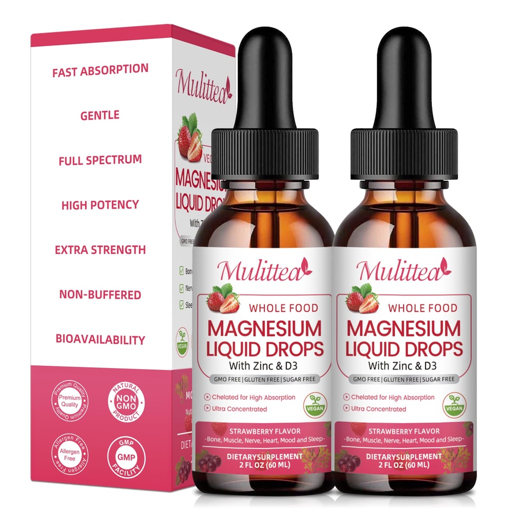 Magnésium Glycinat liquide, haute puissance Magnésium Glycinate, Citrate, sans sucre Vegan complément complexe non OGM favorise le nerv, la relaxation, le muscle, le sommeil support*